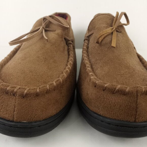 Club Room Brown Faux Suede Moccasin Slippers Mens L 9.5 - 10.5 - Picture 3 of 11